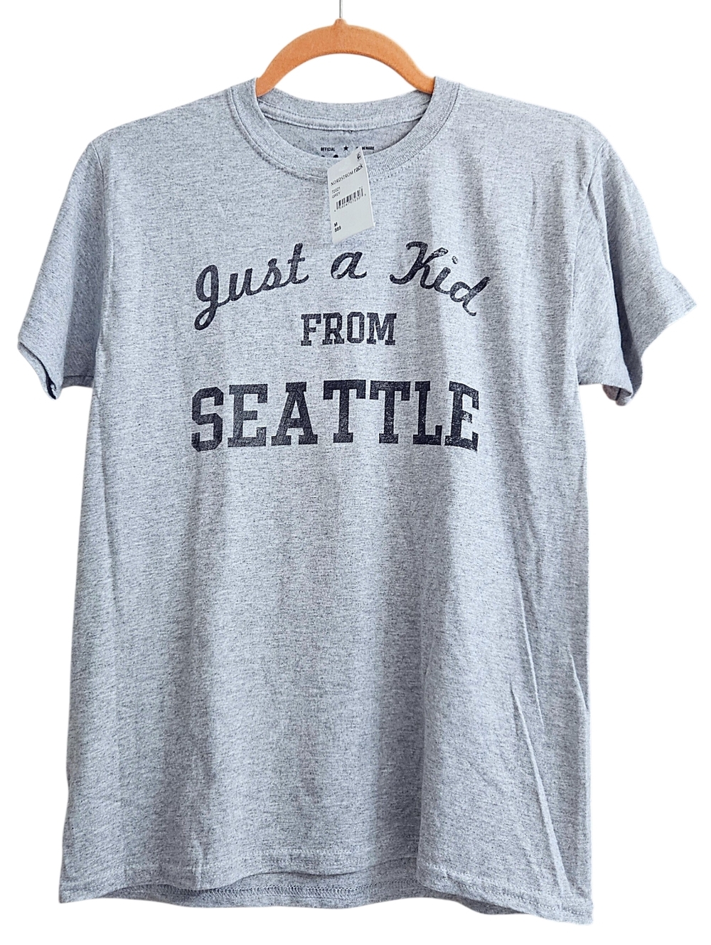 Nordstrom 7th Inning Stretch Grey Just a Kid From Seattle Short Sleeve Tee M NWT